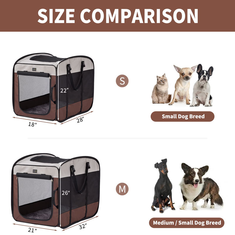 Tucker Murphy Pet Dog Kennels And Crates For Medium Dogs Portable Pop Up Indoor Pet Cage With Sturdy Wire Frame Collapsible Travel Crate Soft Sided Cat Bag Escape Proof 28 Inch Wayfair